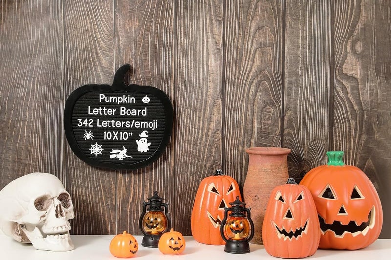 G GAMIT Pumpkin Felt Letter Board with 342 Changeable Letters&Numbers, 10”x10” Spooky Letterboard Gothic Message Board Letter Sign Board with Stand and Canvas bag for Halloween Party Christmas - Image 4
